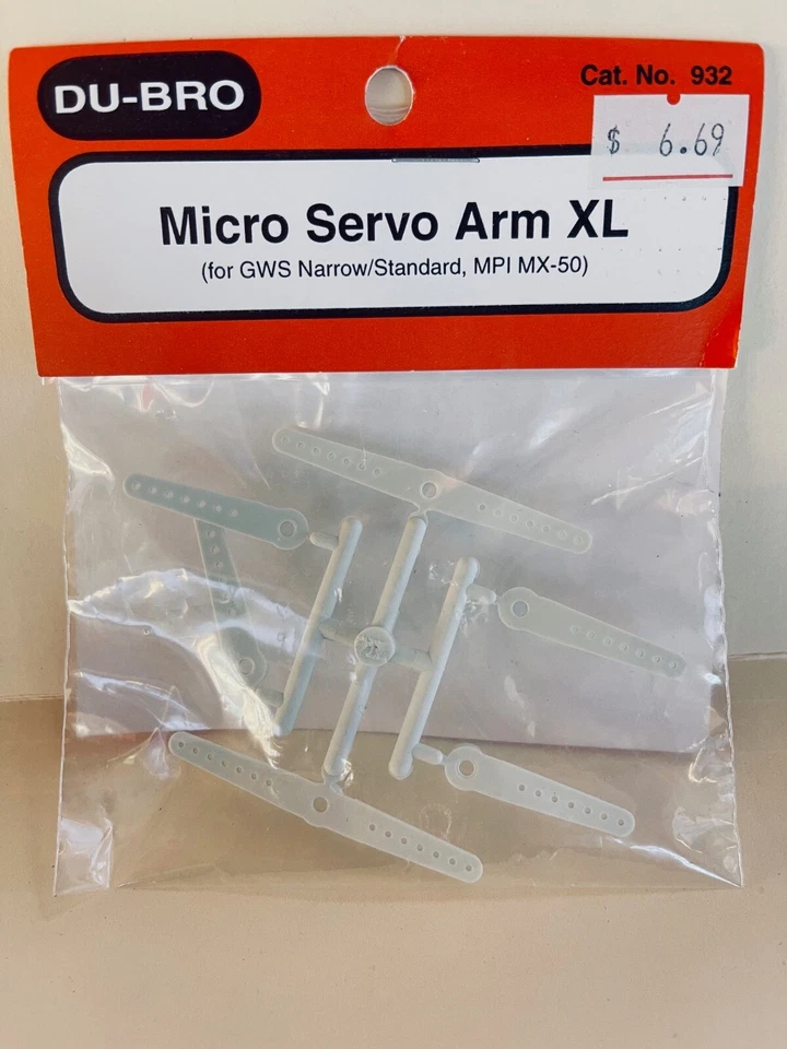 Dubro 932 Micro Servo Arms  XL (6) for GWS Narrow/Standard, MPI-MIX-50 Servos - Image 1 of 2