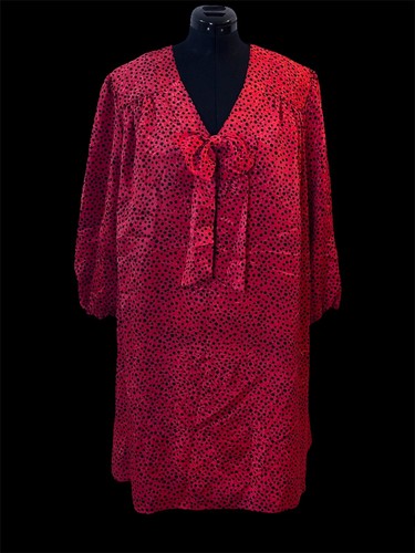 PALM ANGELS Abito da donna vintage Robert Too rosso nero a pois midi taglia USA 18 W 18 5 XL