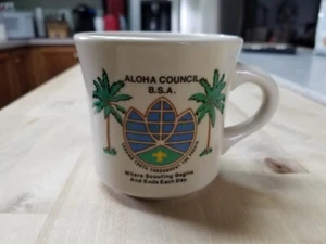 Vintage Boy Scouts Mug Hawaii 9oz Aloha Council, Scouting Begins/Ends Each Day - Picture 1 of 1