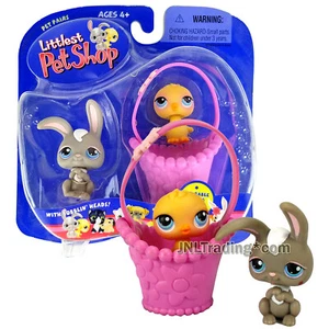 Year 2004 Littlest Pet Shop LPS Pairs Rabbit and Little Chick with Spring Basket - Picture 1 of 1