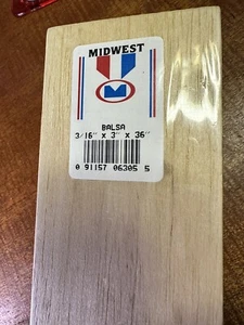 Midwest Products 6305 3/16" x 3" x 36" Balsa Sheets (Pack of 10) - Picture 1 of 1