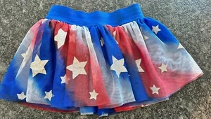 Justice Sparkle Red White Blue Tulle Skirt W/ Shorts Size 8 4th Of July - Picture 1 of 4