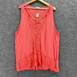 New Maurices Blouse Women 3 Pink Crochet Sleeveless Rayon Round Neck Casual - Picture 1 of 10