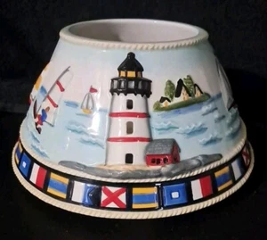 YANKEE CANDLE BEAUTIFUL NAUTICAL LIGHTHOUSE /SAILBOAT CANDLE SHADE LARGE - Picture 1 of 6