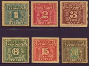 ESTADO DE OHIO "RECIBO DE VENDEDOR" - 6 VALORES DE 1c a 30c (CIN002) - Imagen 1 de 1