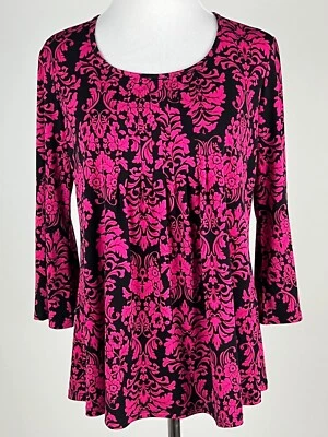 SUSAN GRAVER 3/4sl 'Top Barroco Líquido Tejido con Detalle de Pliegue Frontal' - XS, Fucsia Foto 1 de 4