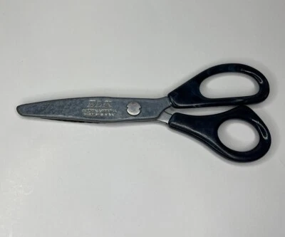 Vintage ELK Fabric - Blue Marbled Bakelite Handle Pinking Shears Scissors USA - Image 1 of 4