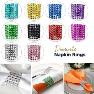 10/20/30/50pcs Diamond Napkin Rings Serviette Holder Wedding Dinner Table Decor - Picture 1 of 100