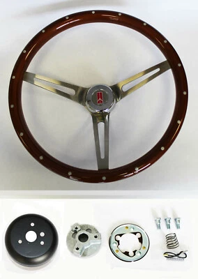 69-93 Oldsmobile Cutlass 442 Wood Steering Wheel with Rivets High Gloss 15"  - Image 1 of 4