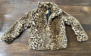 C & C California Faux Fur Leopard Print Coat Youth Girls Sz 12 Super Soft - Picture 1 of 4