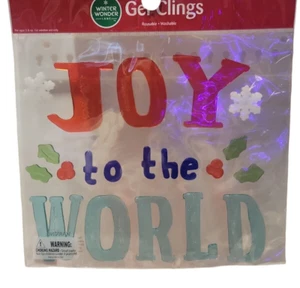 Pegatinas lavables reutilizables de gel para ventanas de Navidad ~ vacaciones "Joy to World" - Imagen 1 de 3