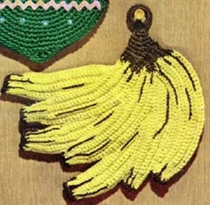 Vintage gehäkelter Bananen Topflappen NUR MUSTER - Bild 1 von 1