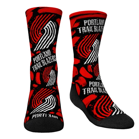 Youth Rock Em Socks Portland Trail Blazers Allover Logo & Paint Crew Socks Cover