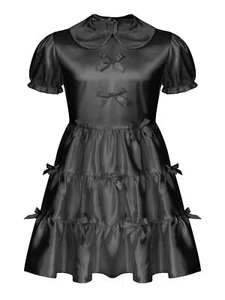 UK Sissy Men Satin French Maid Nightdress Puff Sleeve Crossdressing Nightwear - Picture 1 of 25