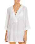 NWOT J. Valdi White Lace Up Shirt Swim Cover Up Small ymy2723a