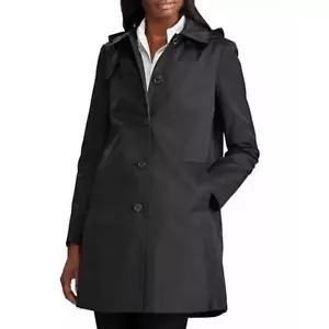 LAUREN Ralph Lauren Women's Balmacaan Single Breasted Raincoat Black Small NWT - Picture 1 of 6
