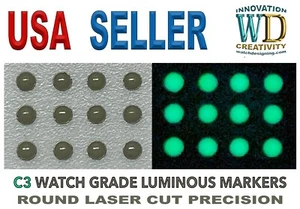 Esfera de reloj marcadores de hora 12 piezas grado C3 LUMINOSO 1,6 mm números puntos índice verde - Imagen 1 de 2