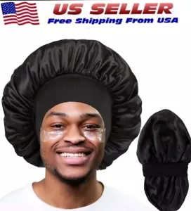 Bonnet for Men,Hair Bonnet for Sleeping,Double Layer Satin Bonnets for Black Cap - Picture 1 of 6