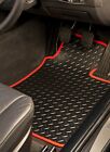 Car Mats For Bmw 7 Series G11 2015 On Tailored Black Rubber Red Trim