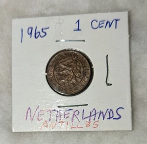 1965 Netherlands Antilles One Cent Coin (Circulated) - Picture 1 of 2
