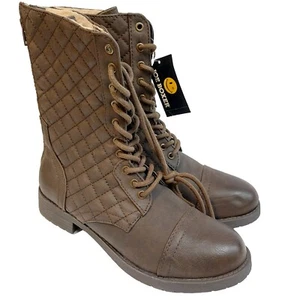 Joe Boxer Zs 10 Women's Atlas Brown Quilted Mid-Calf Fashion Combat Boots Shoes - Picture 1 of 7