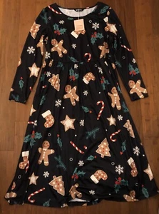 BLOOM CHIC Dress NWT Ugly Christmas Gungerbread Pockets 12 Black Red Holiday - Picture 1 of 18