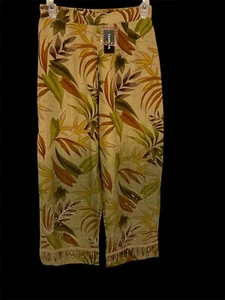 Shaver Lake Capri Woman’s Pants Bohemian Baggy Bottom Dangle Beads Jungle Plants - Picture 1 of 9