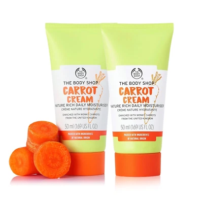 2 x THE BODY SHOP Carrot Cream 50ml Nature Rich Daily Body Moisturizer Skin Care