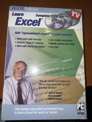NIB Video Professor Learn Excel 3 CD ROM SET FOR PC AS SEEN ON TV  CPU FREE SHIP - Image 1 of 4