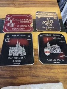 Vintage Gusseisen französische Plaketten Pokale Konvolut 4 Souvenirs Pferd Reiter  - Bild 1 von 14