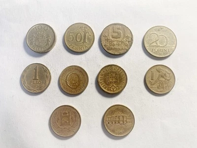 World Foreign Coin 10 Lot Spain Finland Hungary Mexico Portugal Old Coins Set - Image 1 of 2