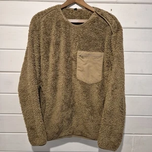 UniQlo Mens Size XL Sherpa Fuzzy Pullover Shaggy Sweater Shoulder Snaps Pockets - Picture 1 of 13