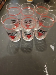 CHICAGO BULLS VINTAGE NBA BULLS LOGO 16 oz. DRINKING GLASS AUTHENTIC (6) - Picture 1 of 4