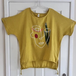 MADE IN ITALY .. Great Casual Yellow Linen Top ONE SIZE - Picture 1 of 6