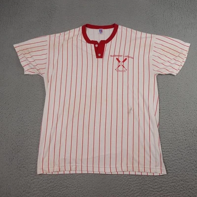 Camisa Russell Athletic Redentor Iglesia Luterana Para Hombres XL Blanca Roja Rayas Foto 1 de 4