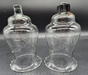 Vintage Clear Glass Etched Wheat Candle Holder Peg Votive Cups Set Of 2  - Picture 1 of 5