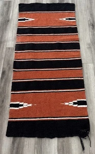 Vintage Navajo Saddle Blanket Horse Riding 60” x 26” Stripe black burnt orange - Picture 1 of 6