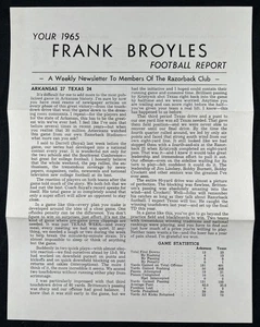 1965 Arkansas Razorback Frank Broyles Football Report Weekly Newsletter UT Recap - Picture 1 of 3