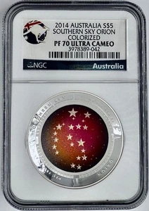 2014 Australia $5 Southern Sky ORION Colorized Silver Coin NGC PF70 UCAM Concave - Picture 1 of 3