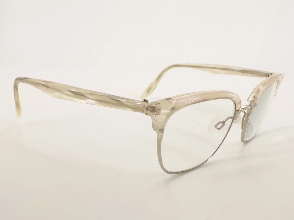 NICE Barton Perreira Nikki Eyeglasses FRAMES CIP/SIL White 52-19-145 Silver H634 - Image 1 of 4