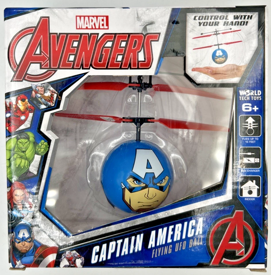 Marvel Avengers Captain America Flying UFO Ball New In Box Ages 6+ Great Gift - Image 1 of 4