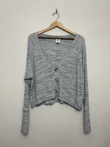 Women's We The Free People Button Front Cardigan Size Small Cropped Ribbed Gray - Picture 1 of 5