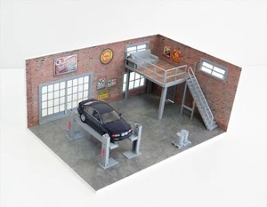 DIY Two-floor brick garage service Scale 1:43 Diorama model kit Car display - Picture 1 of 16
