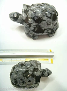 Natural Snowflake Obsidian Turtle - Hard Stone Animal - Mineral - Picture 1 of 1