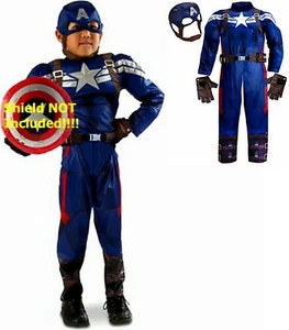 Captain America Muscle Deluxe Costume size 5-6 7 New Child Disney Store Excusive - Picture 1 of 4