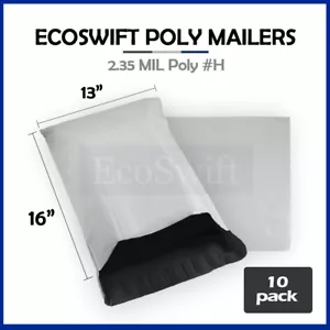 10 sobres de envío de sobres de polietileno blancos EcoSwift de 13 x 15 bolsas auto selladas de 2,35 MIL - Imagen 1 de 5