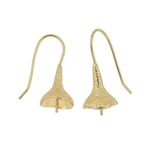 Gold Plated Sterling Silver French Hook Ear Wire w/ Glue In Pearl Cup Pin #97804 - Picture 1 of 2