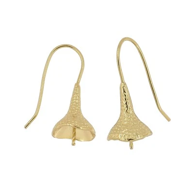 Gold Plated Sterling Silver French Hook Ear Wire w/ Glue In Pearl Cup Pin #97804 - Image 1 of 2