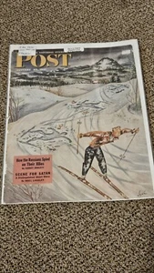 Saturday Evening Post A New Skiier January 25 1947 COVER ONLY - Picture 1 of 6