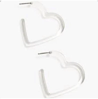 J. Crew Women's NWT Heart Hoop Earrings in Acetate - Clear - Image 1 of 2